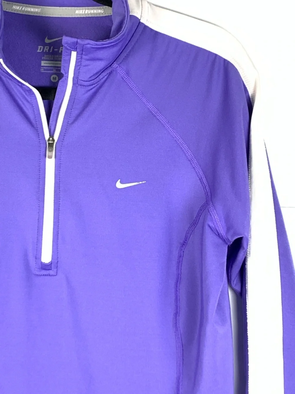 Nike Dri-FIT Running Half Zip Pullover Purple White Thumbholes Women’s M